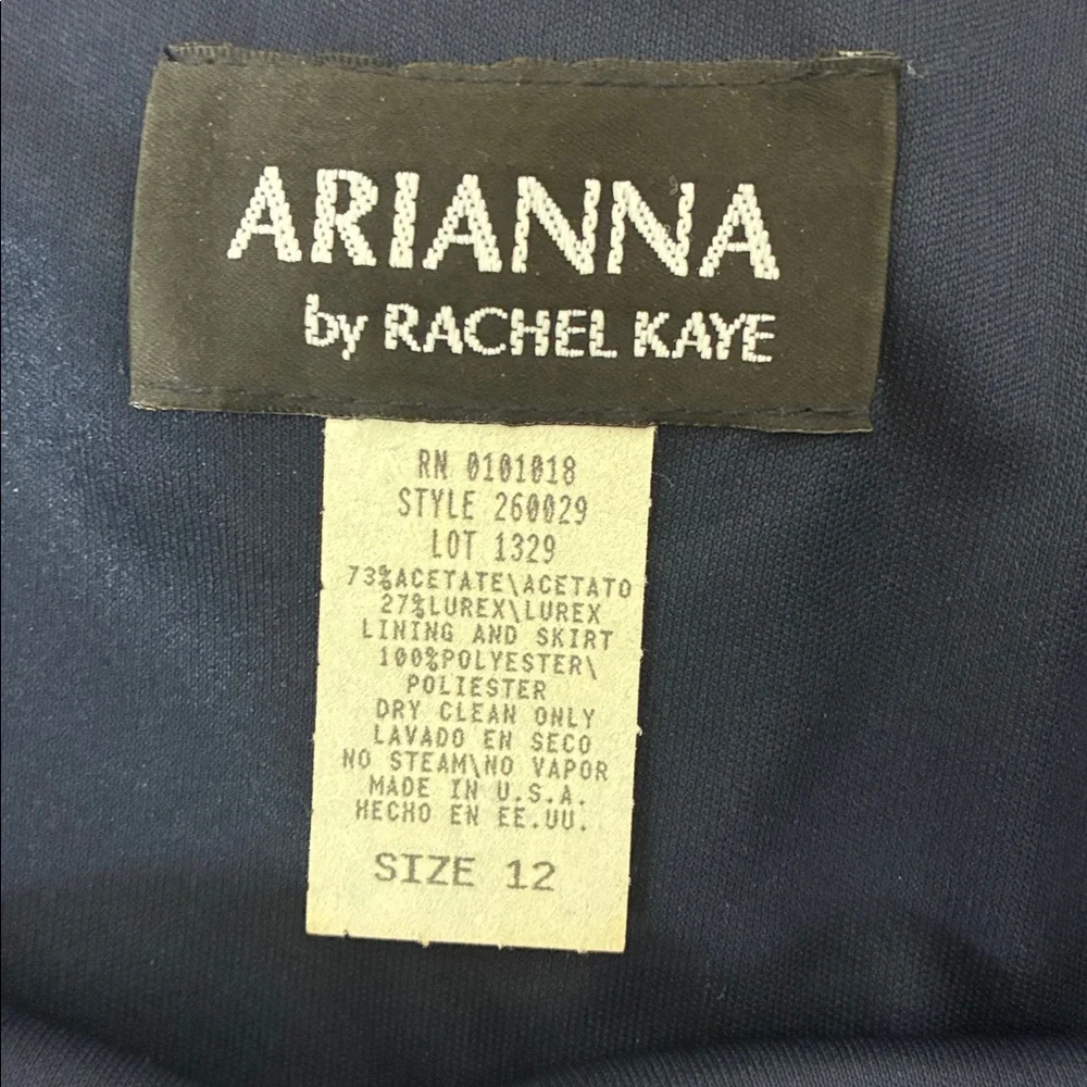 Arianna by Rachel Kaye Elegant Sparkle Navy Blue Sleeveless Dress Size 12 - Picture 7 of 7